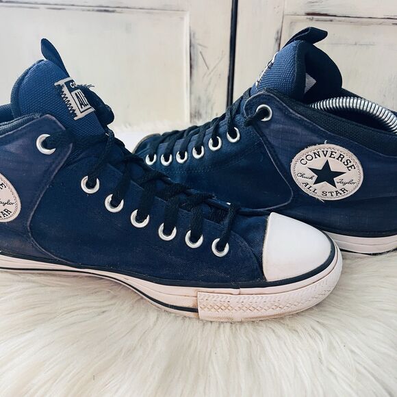 Converse Chuck Taylor All Star Navy Blue High Street Mid Top Sneakers M/8 W/10 - Picture 4 of 7
